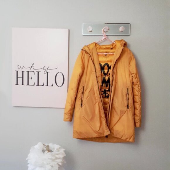 NWT Save The Duck marigold yellow gold mustard water repellent hooded jacket - Picture 7 of 12